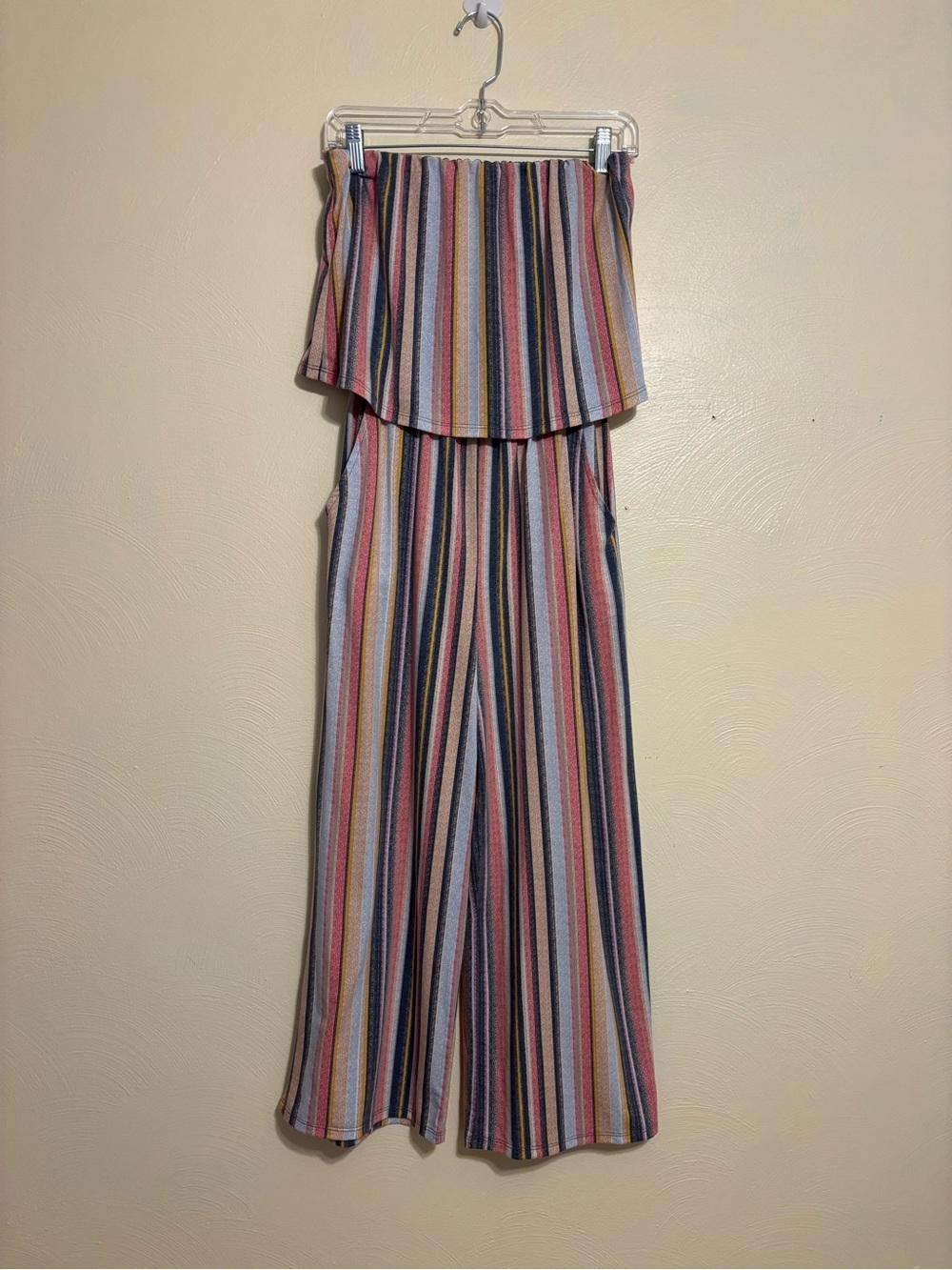 🌈 Gypsies & Moondust Striped Strapless Wide Leg Jumpsuit Small Boho Festival